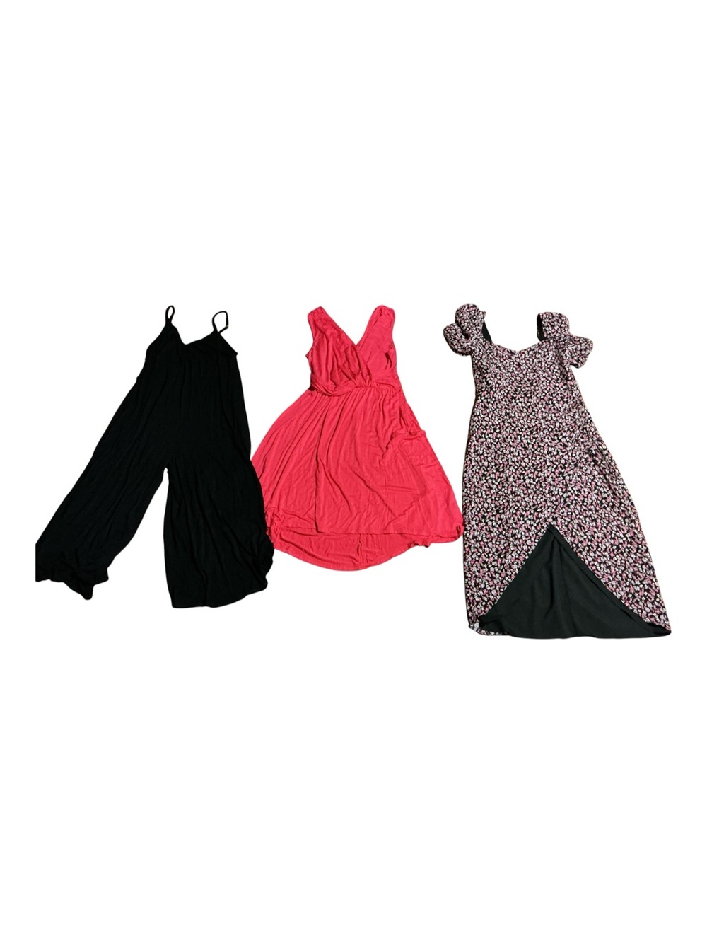 AGB Black Jumpsuit, Hot Pink Dress & Floral Maxi Romper